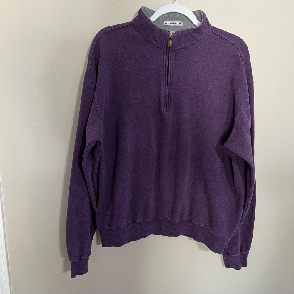 Peter Millar Purple 1/4 Zip Pullover Cotton Sweater size medium